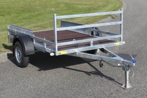 Transporter voor kleine voertuigen Twins Trailers TQ01S-E09,  257x157cm (lxb bak), 750kg bruto (540 netto) laadvloerhoogte 54cm, vlakke vloer met railing, banden 13", enkelas