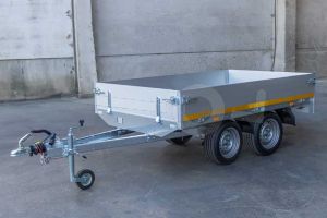 Eduard plateauwagen 2514-4-PB30-200-72, Lxb 250x145cm, Bruto 2000kg (ca.1606kg netto), Lvh 72cm, Alu borden 30cm, Tandemas geremd, Banden 155R13.