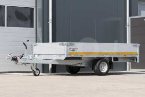 Eduard enkelas plateauwagen met 30cm borden, afmeting 260x150cm, laadvloerhoogte 56cm en bruto laadvermogen 1500kg