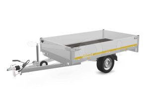 Eduard plateauwagen 2615-3-PB30-180-63, Lxb 260x150cm, Bruto 1800kg (1518kg netto), Lvh 63cm, Alu borden 30cm, Enkelas geremd, Banden 195/50R13