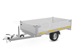 Eduard plateauwagen 2615-3-PB40-180-63, Lxb 260x150cm, Bruto 1800kg (1500kg netto), Lvh 63cm, Alu borden 40cm, Enkelas geremd, Banden 195/50R13