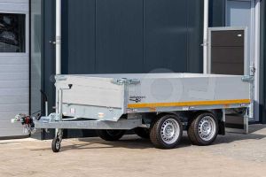 Tandemas Eduard plateauwagen 2615-4-PB40-200-63, Lxb 260x150cm, Bruto 2000kg (1568kg netto), Lvh 63cm, Alu borden 40cm, Banden 195/50R13