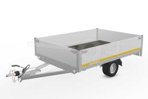 Eduard plateauwagen 2618-3-PB40-075-56, Lxb 260x180cm, Bruto 750kg (367kg netto), Lvh 56cm, Alu borden 40cm, Enkelas geremd, Banden 195/55R10