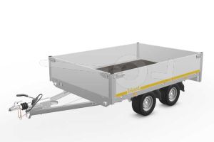 Eduard plateauwagen 2618-4-PB40-075-56, Lxb 260x180cm, Bruto 750kg (235kg netto), Lvh 56cm, Alu borden 40cm, Tandemas geremd, Banden 195/55R10