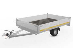 Eduard plateauwagen 2618-3-PB30-100-56, Lxb 260x180cm, Bruto 1000kg (635kg netto), Lvh 56cm, Alu borden 30cm, Enkelas geremd, Banden 195/55R10