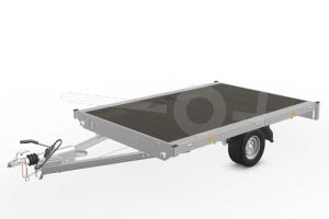 Eduard plateauwagen 2618-3-PV-100-56, Lxb 260x180cm, Bruto 1000kg (677kg netto), Lvh 56cm, Vlak zonder borden, Enkelas geremd, Banden 195/55R10