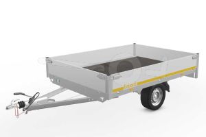 Eduard plateauwagen 2618-3-PB30-100-63, Lxb 260x180cm, Bruto 1000kg (635kg netto), Lvh 63cm, Alu borden 30cm, Enkelas geremd, Banden 195/50R13