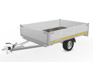 Eduard plateauwagen 2618-3-PB40-100-63, Lxb 260x180cm, Bruto 1000kg (617kg netto), Lvh 63cm, Alu borden 40cm, Enkelas geremd, Banden 195/50R13