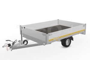 Eduard plateauwagen 2618-3-PB30-135-56, Lxb 260x180cm, Bruto 1350kg (985kg netto), Lvh 56cm, Alu borden 30cm, Enkelas geremd, Banden 195/55R10