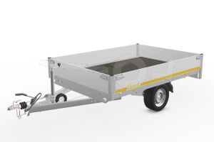 Eduard plateauwagen 2618-3-PB30-135-63, Lxb 260x180cm, Bruto 1350kg (985kg netto), Lvh 63cm, Alu borden 30cm, Enkelas geremd, Banden 195/50R13