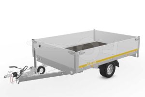 Eduard plateauwagen 2618-3-PB40-150-56, Lxb 260x180cm, Bruto 1500kg (1117kg netto), Lvh 56cm, Alu borden 40cm, Enkelas geremd, Banden 195/55R10