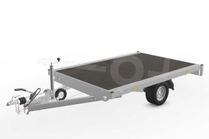 Eduard plateauwagen 2618-3-PV-150-56, Lxb 260x180cm, Bruto 1500kg (1177kg netto), Lvh 56cm, Vlak zonder borden, Enkelas geremd, Banden 195/55R10