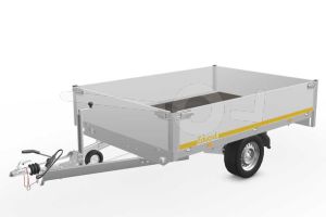 Eduard plateauwagen 2618-3-PB40-180-63, Lxb 260x180cm, Bruto 1800kg (1417kg netto), Lvh 63cm, Alu borden 40cm, Enkelas geremd, Banden 195/50R13