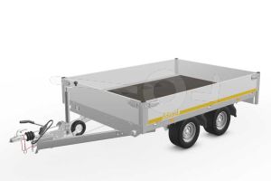 Eduard plateauwagen 2618-4-PB30-200-56, Lxb 260x180cm, Bruto 2000kg (1503kg netto), Lvh 56cm, Alu borden 30cm, Tandemas geremd, Banden 195/55R10