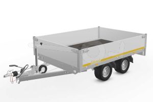 Eduard plateauwagen 2618-4-PB40-200-56, Lxb 260x180cm, Bruto 2000kg (1485kg netto), Lvh 56cm, Alu borden 40cm, Tandemas geremd, Banden 195/55R10