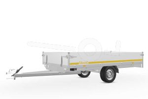 Eduard plateauwagen 3015-1-P3-0763, Lxb 300x150cm, Bruto 750kg (475kg netto), Lvh 63cm, Alu borden 30cm, Enkelas ongeremd, Banden 195/50R13.