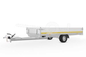 Eduard plateauwagen 3015-3-P3-1056, Lxb 300x150cm, Bruto 1000kg (675kg netto), Lvh 56cm, Alu borden 30cm, Enkelas geremd, Banden 195/55R10.