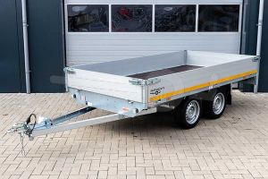 Vooraanzicht 750kg Eduard ongeremde tandemas plateauwagen 3116-2-PB30-075-72 310x160cm 