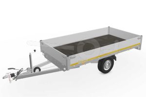 Eduard plateauwagen 3116-3-P3-1572, Lxb 310x160cm, Bruto 1500kg (1180kg netto), Lvh 72cm, Alu borden 30cm, Enkelas geremd, Banden 185/70R13