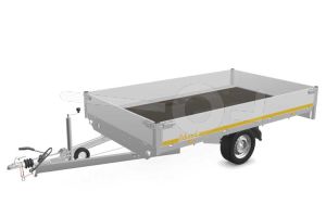 Eduard plateauwagen 3118-3-PB30-180-63, Lxb 310x180cm, Bruto 1800kg (1444kg netto), Lvh 63cm, Alu borden 30cm, Enkelas geremd, Banden 195/50R13