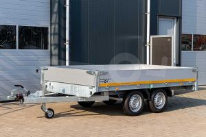 Eduard plateauwagen 3118-4-PB30-250-72, Lxb 310x180cm, Bruto 2500kg (1968kg netto), Lvh 72cm, Alu borden 30cm, Tandemas geremd, Banden 165R13