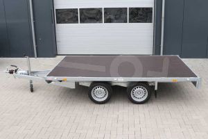 Eduard plateauwagen 3118-4-PV-270-56, Lxb 310x180cm, Bruto 2700kg (2213kg netto), Lvh 56cm, Vlak zonder borden, Tandemas geremd, Banden 195/55R10