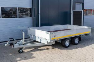 Eduard plateauwagen 3118-4-PB40-270-56, Lxb 310x180cm, Bruto 2700kg (2143kg netto), Lvh 56cm, Alu borden 40cm, Tandemas geremd, Banden 195/55R10