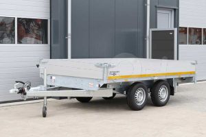 Eduard plateauwagen 3118-4-PB40-270-72, Lxb 310x180cm, Bruto 2700kg (2143kg netto), Lvh 72cm, Alu borden 40cm, Tandemas geremd, Banden 195/65R14