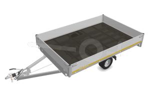 Eduard plateauwagen 3120-3-PB30-100-56, Lxb 310x200cm, Bruto 1000kg (646kg netto), Lvh 56cm, Alu borden 30cm, Enkelas geremd, Banden 195/55R10