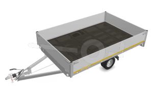 Eduard plateauwagen 3120-3-PB40-100-56, Lxb 310x200cm, Bruto 1000kg (626kg netto), Lvh 56cm, Alu borden 40cm, Enkelas geremd, Banden 195/55R10