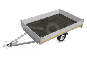 Eduard plateauwagen 3120-3-PB30-100-63, Lxb 310x200cm, Bruto 1000kg (646kg netto), Lvh 63cm, Alu borden 30cm, Enkelas geremd, Banden 195/50R13