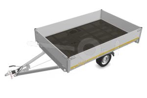 Eduard plateauwagen 3120-3-PB40-100-63, Lxb 310x200cm, Bruto 1000kg (626kg netto), Lvh 63cm, Alu borden 40cm, Enkelas geremd, Banden 195/50R13