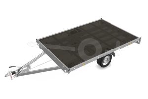 Eduard plateauwagen 3120-3-PV-100-63, Lxb 310x200cm, Bruto 1000kg (693kg netto), Lvh 63cm, Vlak zonder borden, Enkelas geremd, Banden 195/50R13