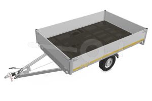 Eduard plateauwagen 3120-3-PB40-100-72, Lxb 310x200cm, Bruto 1000kg (626kg netto), Lvh 72cm, Alu borden 40cm, Enkelas geremd, Banden 155R13