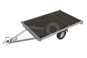 Eduard plateauwagen 3120-3-PV-100-72, Lxb 310x200cm, Bruto 1000kg (693kg netto), Lvh 72cm, Vlak zonder borden, Enkelas geremd, Banden 155R13