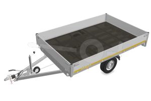 Eduard plateauwagen 3120-3-PB30-135-72, Lxb 310x200cm, Bruto 1350kg (976kg netto), Lvh 72cm, Alu borden 30cm, Enkelas geremd, Banden 165R13