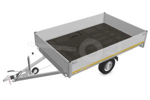 Eduard plateauwagen 3120-3-PB40-135-72, Lxb 310x200cm, Bruto 1350kg (956kg netto), Lvh 72cm, Alu borden 40cm, Enkelas geremd, Banden 165R13