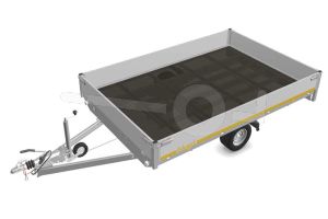 Eduard plateauwagen 3120-3-PB30-150-56, Lxb 310x200cm, Bruto 1500kg (1126kg netto), Lvh 56cm, Alu borden 30cm, Enkelas geremd, Banden 195/55R10
