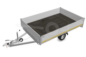 Eduard plateauwagen 3120-3-PB40-150-56, Lxb 310x200cm, Bruto 1500kg (1106kg netto), Lvh 56cm, Alu borden 40cm, Enkelas geremd, Banden 195/55R10