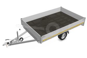 Eduard plateauwagen 3120-3-PB30-180-63, Lxb 310x200cm, Bruto 1800kg (1426kg netto), Lvh 63cm, Alu borden 30cm, Enkelas geremd, Banden 195/50R13