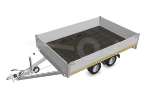 Eduard plateauwagen 3120-4-PB40-270-56, Lxb 310x200cm, Bruto 2700kg (2125kg netto), Lvh 56cm, Alu borden 40cm, Tandemas geremd, Banden 195/55R10