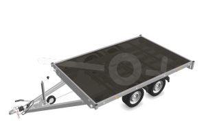 Eduard plateauwagen 3120-4-PV-270-63, Lxb 310x200cm, Bruto 2700kg (2195kg netto), Lvh 63cm, Vlak zonder borden, Tandemas geremd, Banden 195/50R13