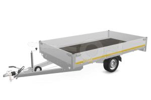 Eduard plateauwagen 3318-3-PB30-180-63, Lxb 330x180cm, Bruto 1800kg (1414kg netto), Lvh 63cm, Alu borden 30cm, Enkelas geremd, Banden 195/50R13