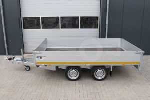 Eduard plateauwagen met 40cm borden, afmeting 330x180cm , laadvloerhoogte 63cm, bruto laadvermogen 2000kg.