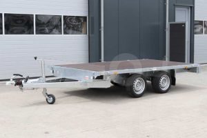 Eduard vlakke plateauwagen 330x180cm zonder borden, laadvloerhoogte 63cm, bruto laadvermogen 3000kg.