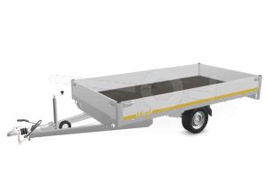 Eduard plateauwagen 3518-3-PB30-180-63, Lxb 350x180cm, Bruto 1800kg (1393kg netto), Lvh 63cm, Alu borden 30cm, Enkelas geremd, Banden 195/50R13