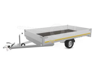 Eduard plateauwagen 3520-3-PB30-180-63, Lxb 350x200cm, Bruto 1800kg (1393kg netto), Lvh 63cm, Alu borden 30cm, Enkelas geremd, Banden 195/50R13