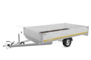 Eduard plateauwagen 3520-3-PB40-180-63, Lxb 350x200cm, Bruto 1800kg (1371kg netto), Lvh 63cm, Alu borden 40cm, Enkelas geremd, Banden 195/50R13