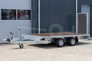 Eduard vlakke plateauwagen zonder borden 3520-4-PV-200-56, 356x200cm, bruto laadvermogen 2000kg, laadvloerhoogte 56cm, geremde tandemasser met 195/55R10 banden