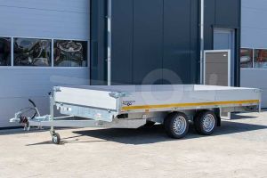 Geremde tandemasser Eduard plateauwagen 3520-4-PB40-350-63, 356x200cm met 40cm aluminium borden, bruto laadvermogen 3500kg, laadvloerhoogte 63cm op bandenmaat 195/50R13
